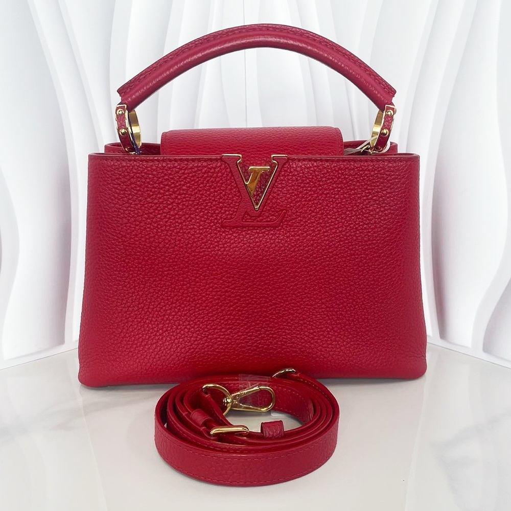 Louis Vuitton Red Grained Leather Capucines BB Bag - Picture 1 of 14